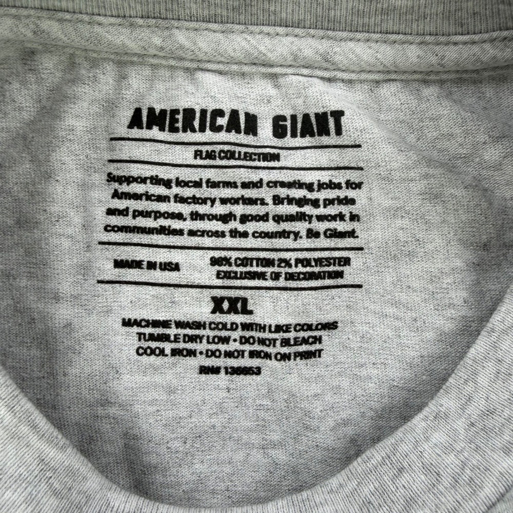 American Giant Mens XXL American Made Graphic T-Shirt Gray Flag Collection USA - Picture 5 of 9